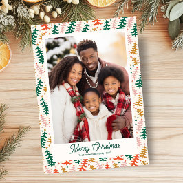 Retro Quirky Christmas Tree Holiday Photo Card シーズンカード
