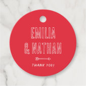 Retro Quirky Hand Drawn Cupid Wedding Thank You フェイバータグ (正面)