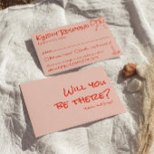 Retro Quirky Hand Drawn Pink Red Unique Wedding 出欠カード