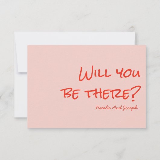 Retro Quirky Hand Drawn Pink Red Unique Wedding 出欠カード (裏面)