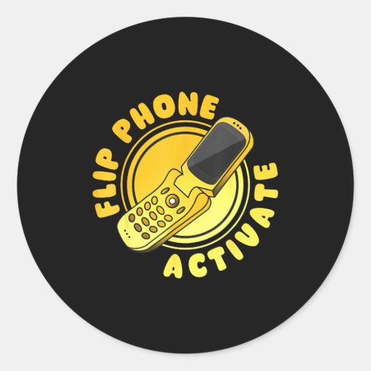 Retro Quote Flip Phone Activate Funny  ラウンドシール (正面)