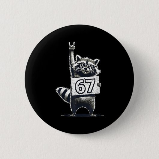 Retro Raccoon 67 Shirts Rock Music Men Kids Women  缶バッジ (正面)