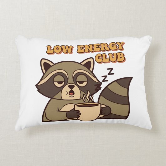 Retro Raccoon Low Energy Club Rectangular Pillow アクセントクッション (正面)