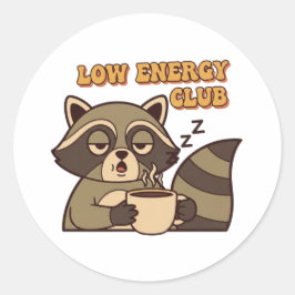 Retro Raccoon Low Energy Club Vinyl Sticker ラウンドシール
