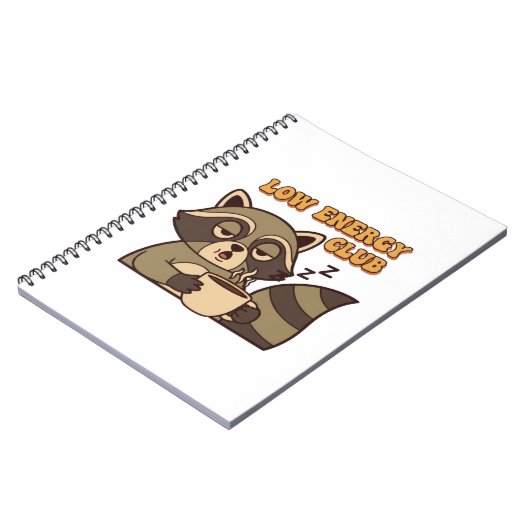 Retro Raccoon Low Energy Thoughts Lined Notebook ノートブック (左側)