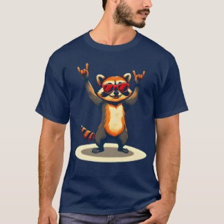 Retro Raccoon Rock Music Funny Raccoon Rockrash vi Tシャツ