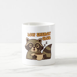 Retro Raccoon Tired Vibes White Mug コーヒーマグカップ