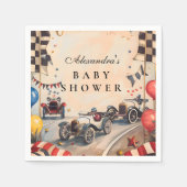 Retro Race Car Baby Shower スタンダードカクテルナプキン (正面)