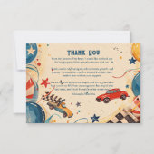Retro Race Car Birthday Party サンキューカード (正面)
