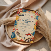 Retro Race Car Birthday Party 招待状