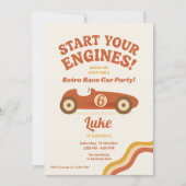 Retro Race Car Vintage Boy Birthday 招待状 (正面)