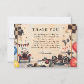 Retro Race Track Two Fast Birthday サンキューカード (正面)