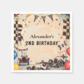 Retro Race Track Two Fast Birthday スタンダードカクテルナプキン (正面)