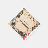 Retro Race Track Two Fast Birthday スタンダードカクテルナプキン (角)