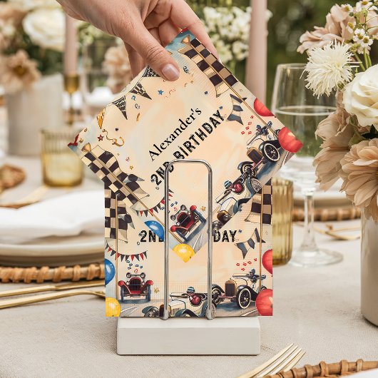 Retro Race Track Two Fast Birthday スタンダードカクテルナプキン