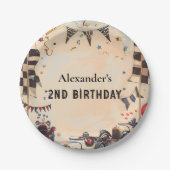 Retro Race Track Two Fast Birthday ペーパープレート (正面)