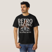 Retro Racing Authentic fired car sport Tシャツ (正面フル)