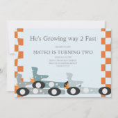 Retro Racing Cars Moon Stars Birthday Party 招待状 (正面)