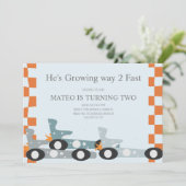 Retro Racing Cars Moon Stars Birthday Party 招待状 (スタンド正面)