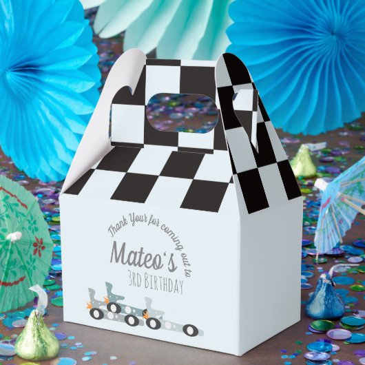 Retro Racing Cars Moon Stars Turning Three Party フェイバーボックス (パーティー)