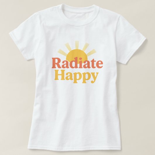 Retro Radiate Happy Sunshine Typography Tシャツ (デザイン正面)