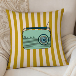 Retro Radio and Gold Stripes, Accent Pillow,  クッション