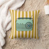 Retro Radio and Gold Stripes, Accent Pillow,  クッション (ブランケット)