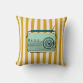 Retro Radio and Gold Stripes, Accent Pillow,  クッション (正面)