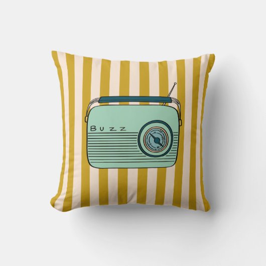 Retro Radio and Gold Stripes, Accent Pillow,  クッション (正面)