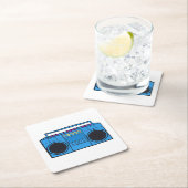 Retro Radio Boombox スクエアペーパーコースター (インサイチュ)