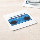 Retro Radio Boombox スクエアペーパーコースター (アングル)