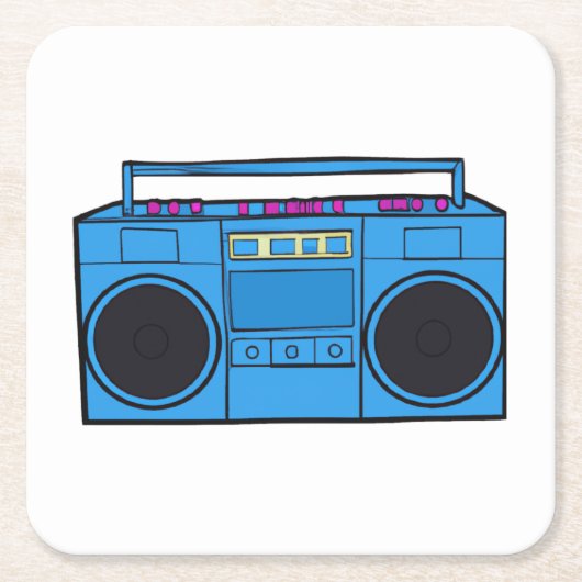 Retro Radio Boombox スクエアペーパーコースター (正面)