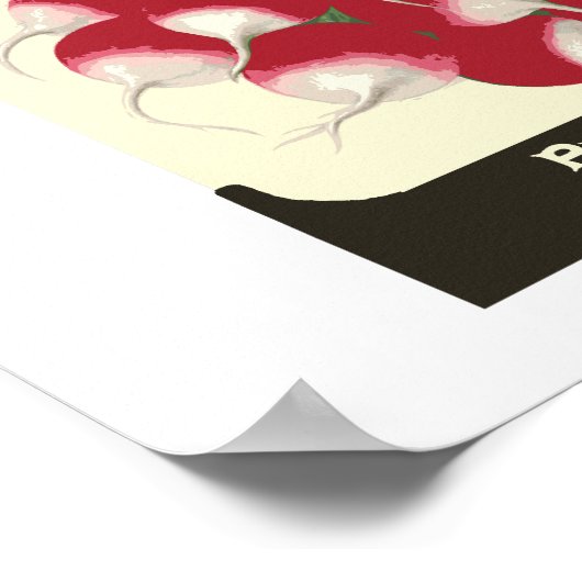 Retro Radish Vegetable Seed Packet Poster Print ポスター (角)