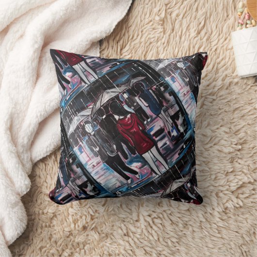 Retro Rain Painting by Alfred Fox クッション (ブランケット)