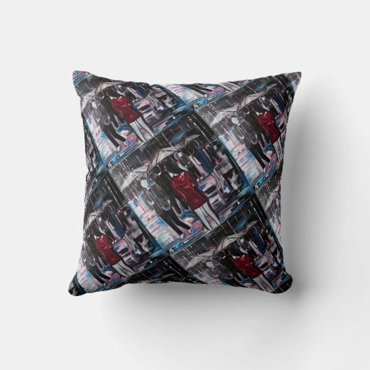 Retro Rain Painting by Alfred Fox クッション (裏面)