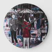 Retro Rain Painting by Alfred Fox ラージ壁時計 (正面)