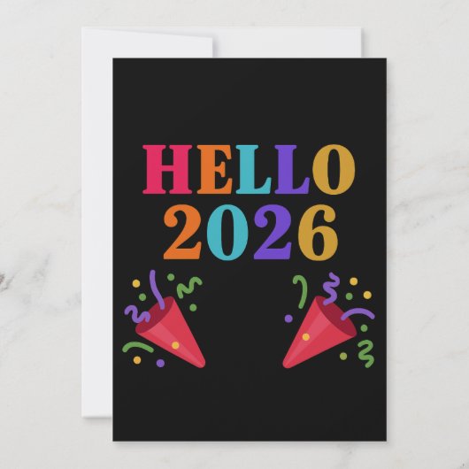 Retro Rainbow 2026 Party Poppers Celebrate Fun 招待状 (裏面)