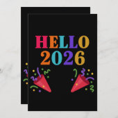 Retro Rainbow 2026 Party Poppers Celebrate Fun 招待状 (正面/裏面)