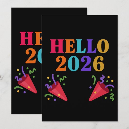 Retro Rainbow 2026 Party Poppers Celebrate Fun 招待状 (正面/裏面)