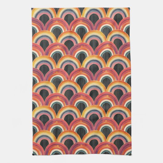 Retro Rainbow Arches Kitchen Towel キッチンタオル (縦)
