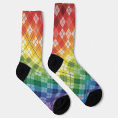 Retro Rainbow Argyle Plaid Check Pattern ソックス (右)