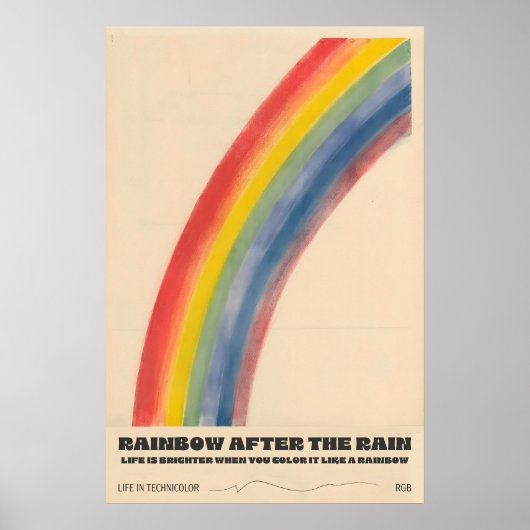 Retro Rainbow Art Print – Life Is Brighter Quote ポスター (正面)