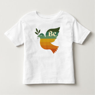 Retro Rainbow Be Peace Dove Toddler Tshirt トドラーTシャツ