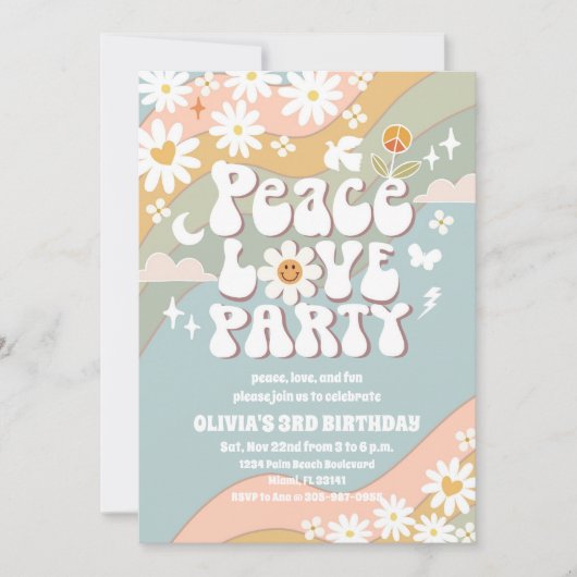 Retro Rainbow Birthday Invitation 招待状 (正面)