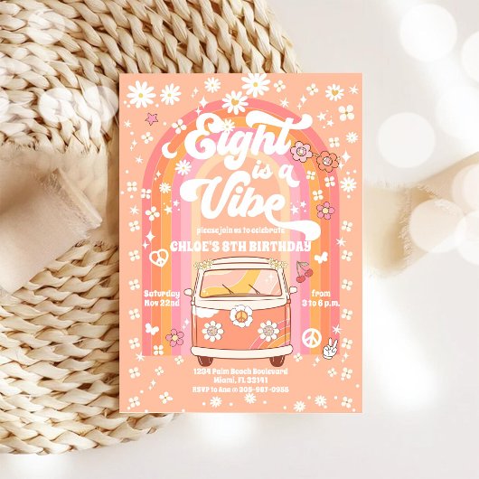 Retro Rainbow Birthday Invitation 招待状