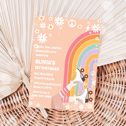 Retro Rainbow Birthday Invitation 招待状