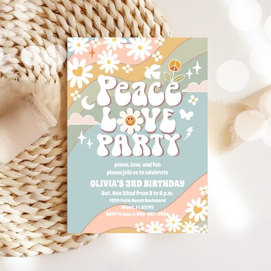 Retro Rainbow Birthday Invitation 招待状