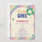 Retro Rainbow Boys St Patrick's 1st Birthday Party 招待状 (正面)