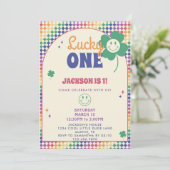 Retro Rainbow Boys St Patrick's 1st Birthday Party 招待状 (スタンド正面)