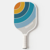 Retro Rainbow Circle Stripe with Name ピックルボールラケット (裏面)